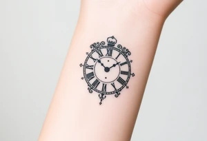 vintage roman numerals within ornate clockwork mechanism tattoo idea