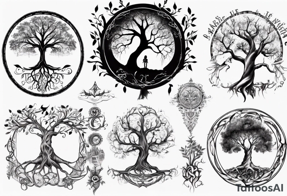 Tree of life with children names tattoo idea