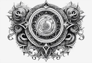 Surrelistic gothic elements in a spiral tattoo idea