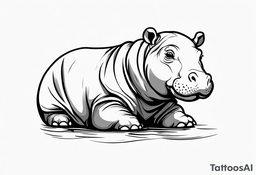 Baby hippo in a swaddle mean tattoo idea