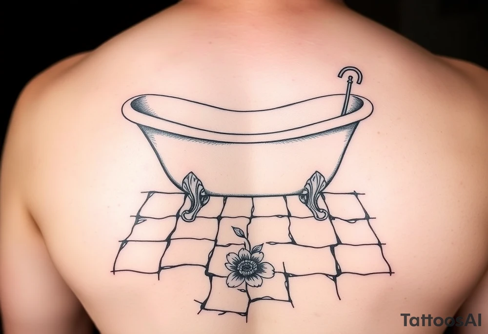 clawfoot bathtub. add a tile floor with a flower growing through the cracks tattoo idea