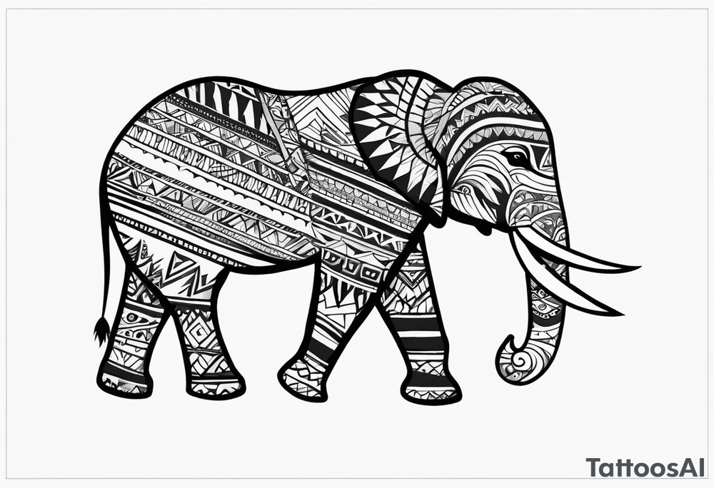 Tribal elephant with pattern tattoo idea