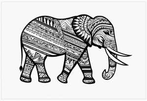 Tribal elephant with pattern tattoo idea