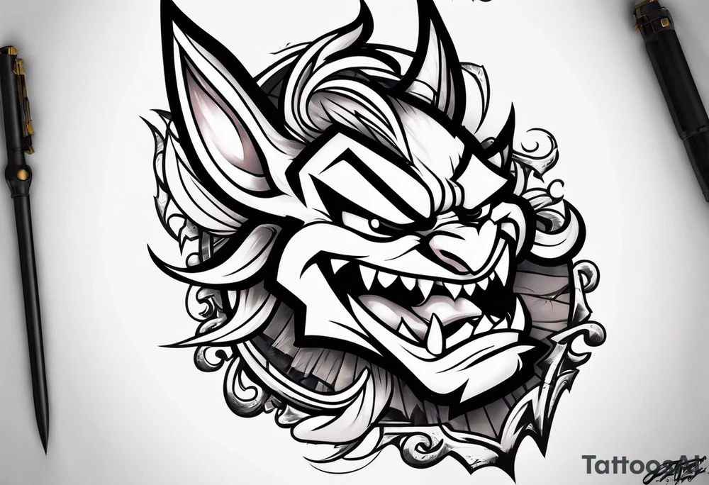 Taz mania devil from the Looney tunes tattoo idea