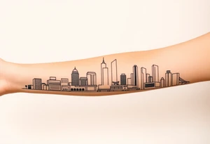 abstract, line drawing of the downtown phoenix az skyline tattoo idea