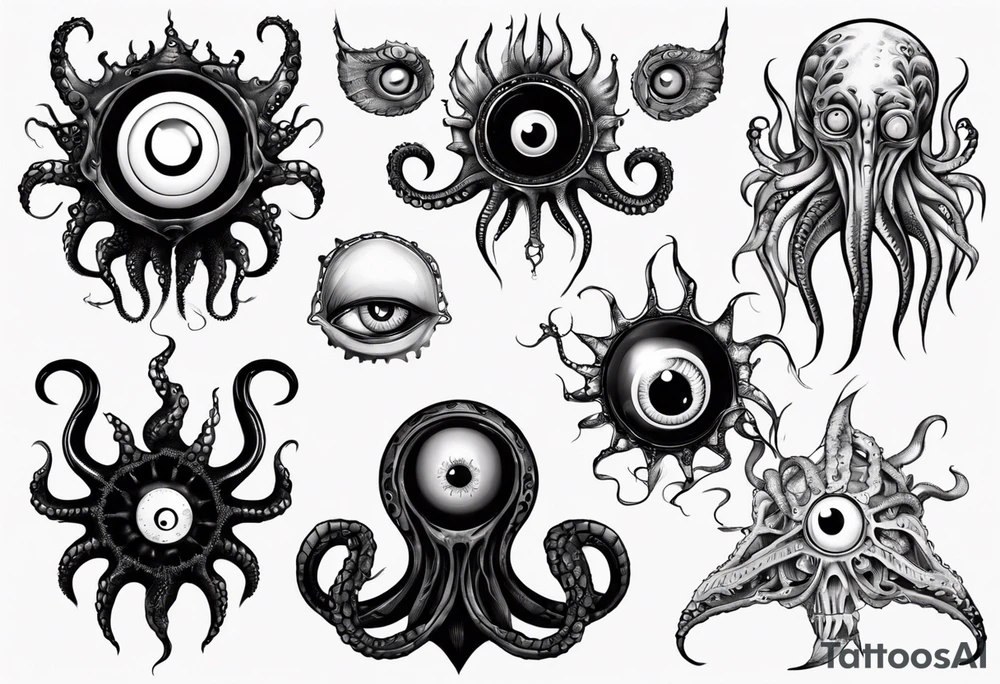lovecraft theme with tentacle and eyes tattoo idea lovecraft theme with tentacle and eyes tattoo idea