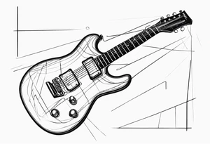 Eléctric guitar sound with lines abstrac croos tattoo idea