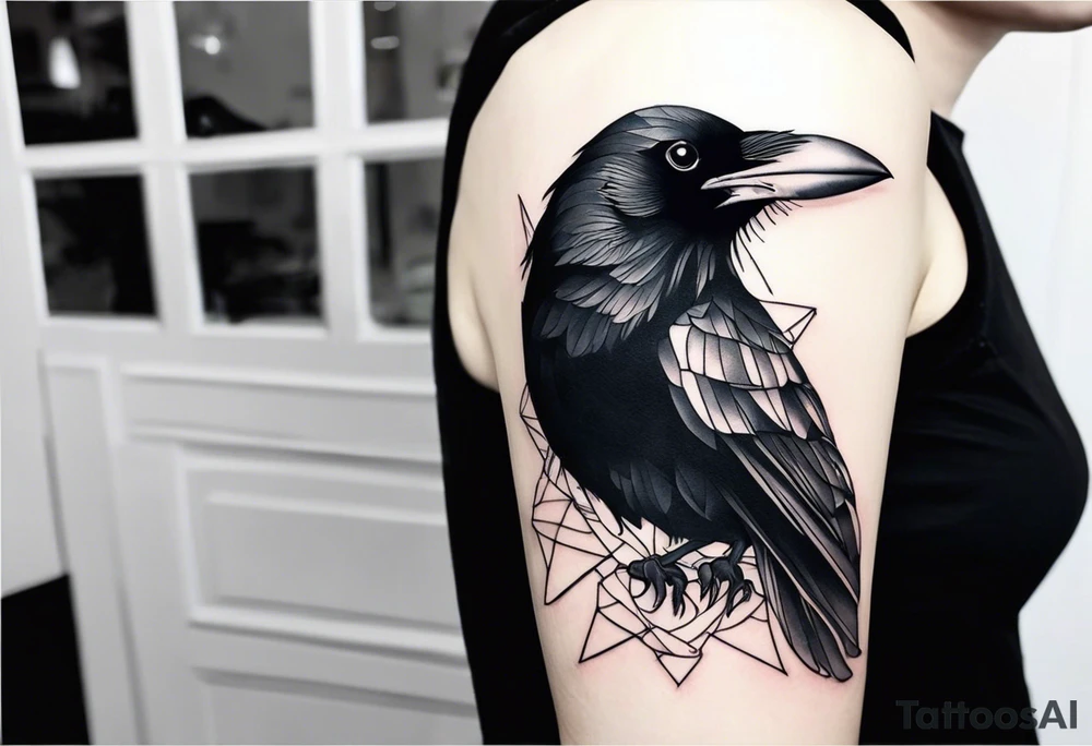 Generate a tattoo of a crow for the forearm tattoo idea