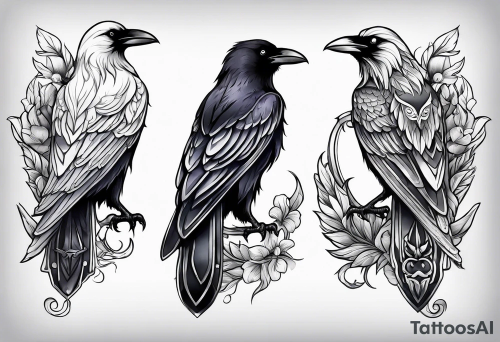3 Nordic style ravens tattoo idea