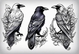 3 Nordic style ravens tattoo idea