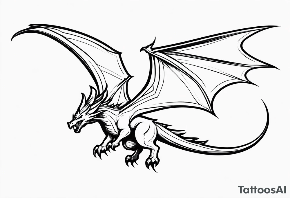 Wyvern flying solid fill tattoo idea