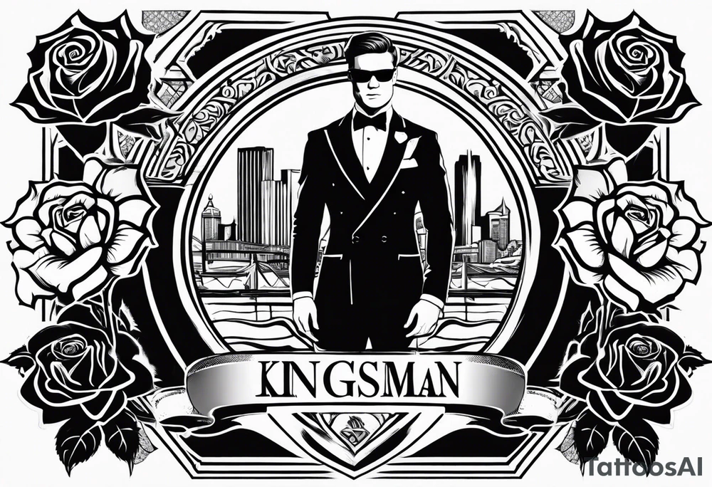 Logo de la pelicula kingsman con rosas tattoo idea