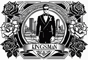 Logo de la pelicula kingsman con rosas tattoo idea