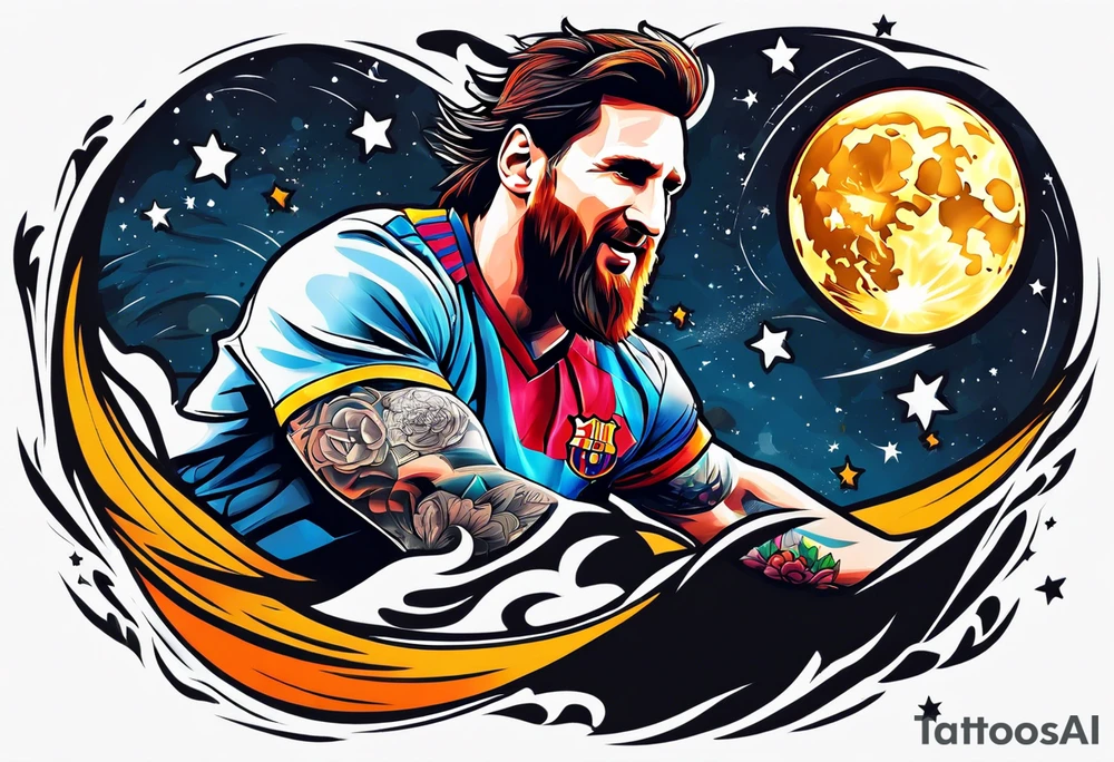 messi stealing the moon tattoo idea