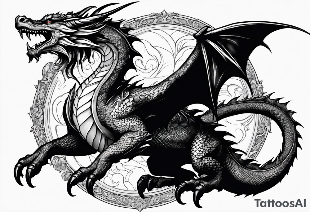 Medieval dragon climbing tattoo idea