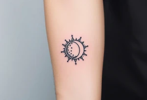 celestial sun and moon embrace with constellation patterns tattoo idea