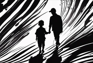 Child walking next to dad shadow of the dad is a cross tattoo idea