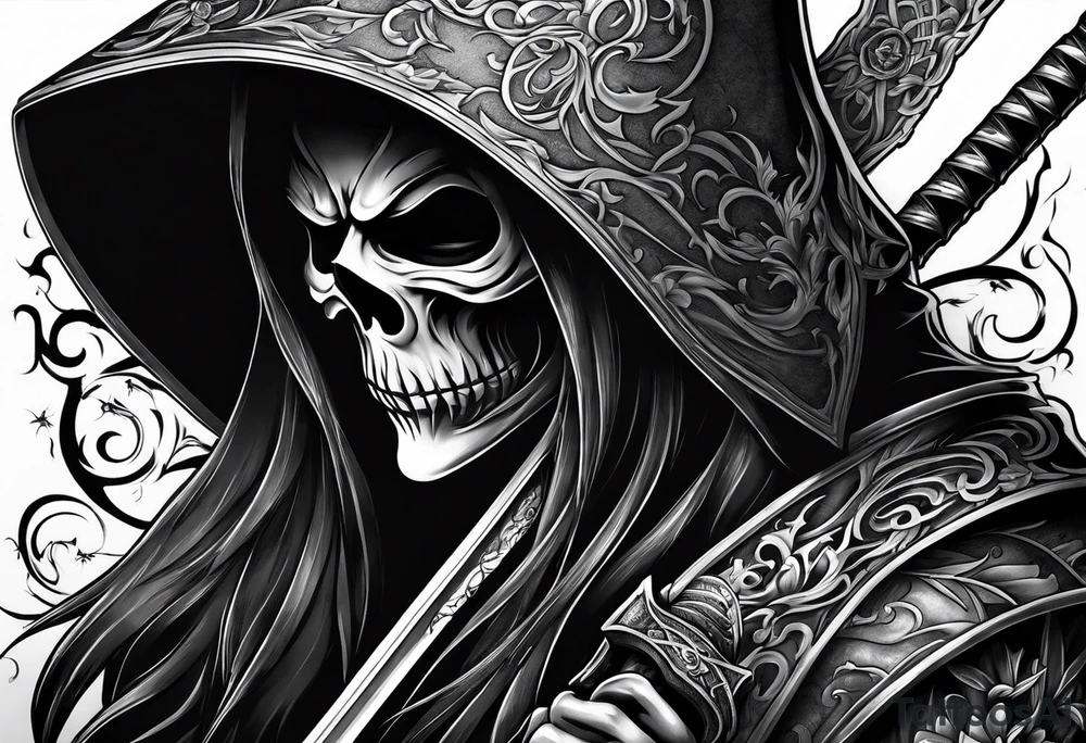 Katana and grim reaper tattoo idea