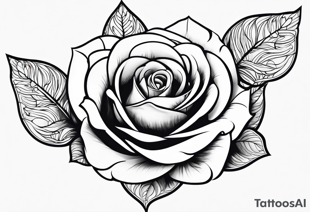 Bloomed rose with female body, kneeling tattoo idea