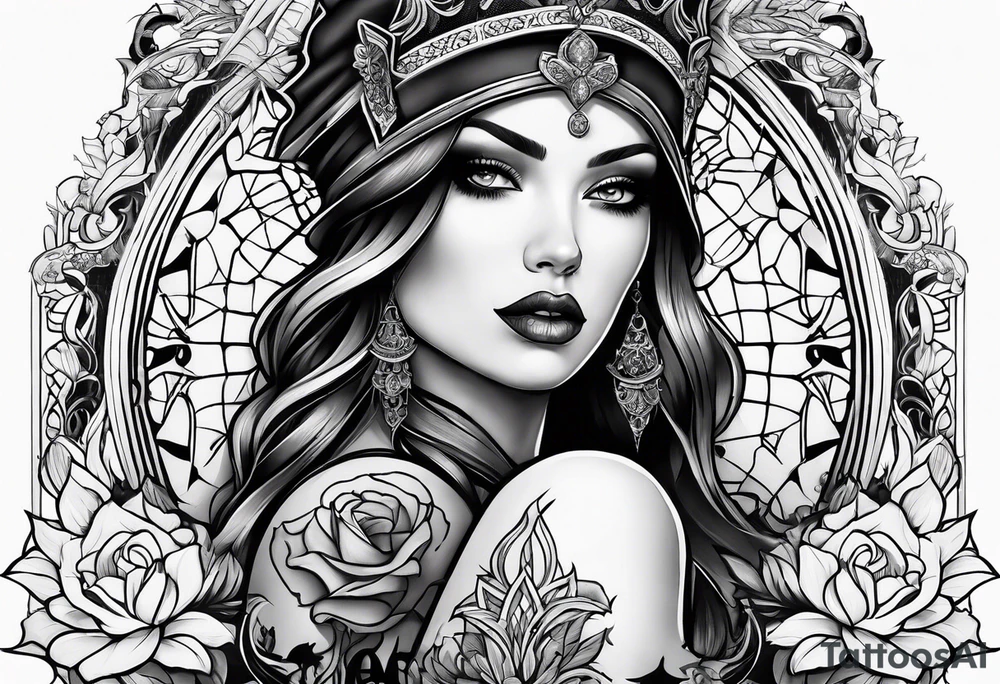Gothic female style tattoo idea
