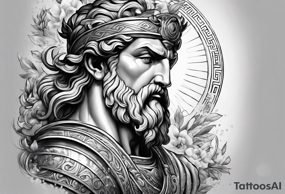 Greek or Roman mythology half sleeve men god tattoo idea