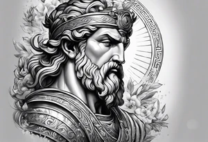 Greek or Roman mythology half sleeve  men god tattoo idea