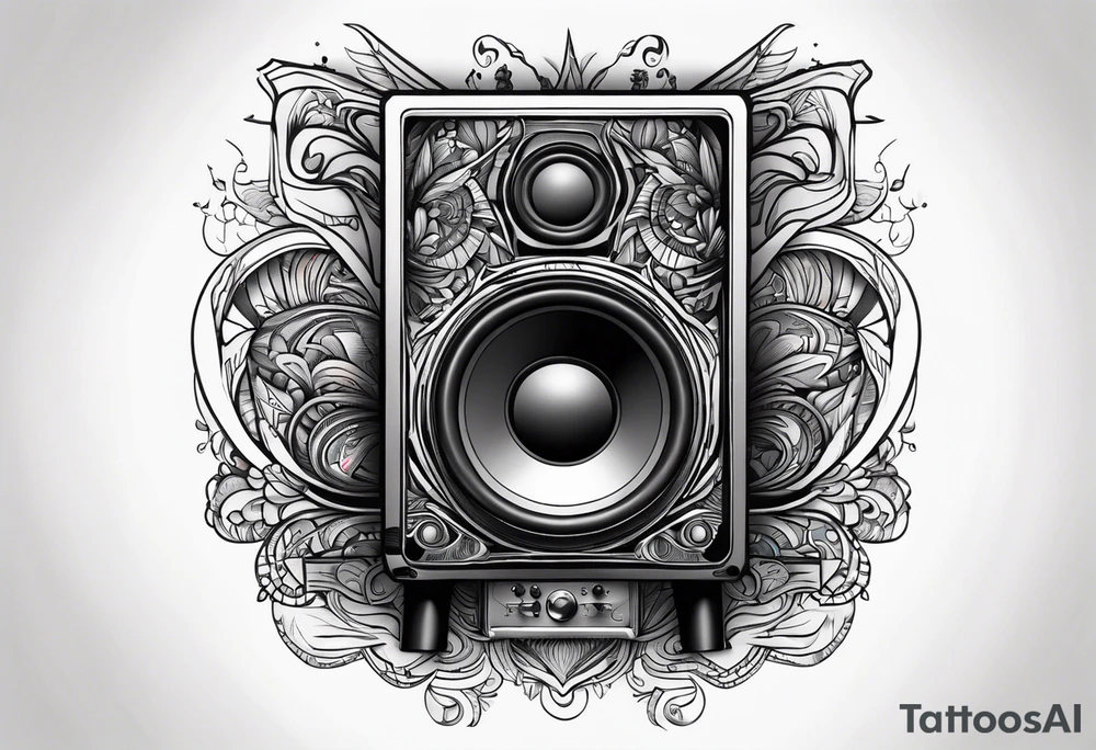 Trippy subwoofer tattoo idea