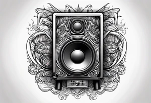 Trippy subwoofer tattoo idea