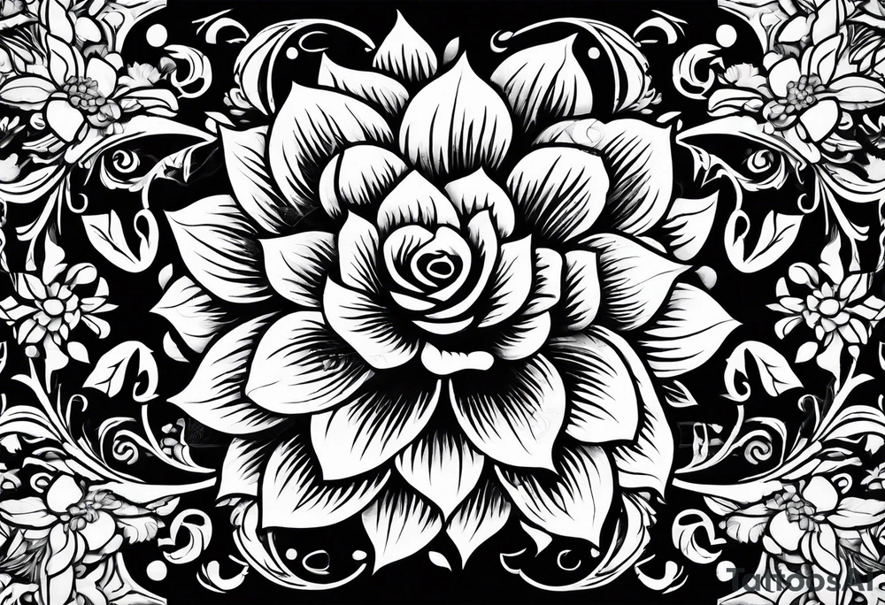 Floral floor ground framing garden tattoo idea