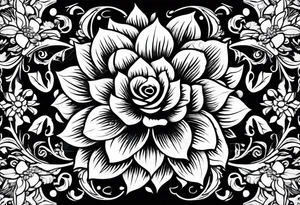 Floral floor ground framing garden tattoo idea
