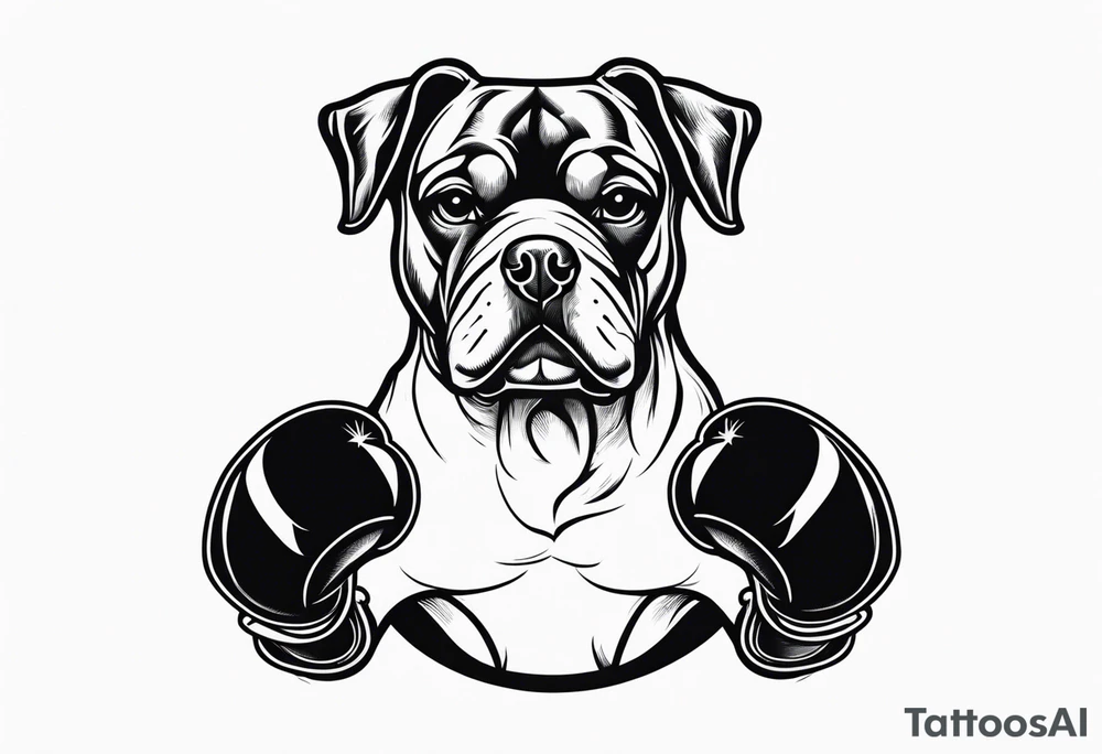 Dog wearing boxing gloves tattoo idea