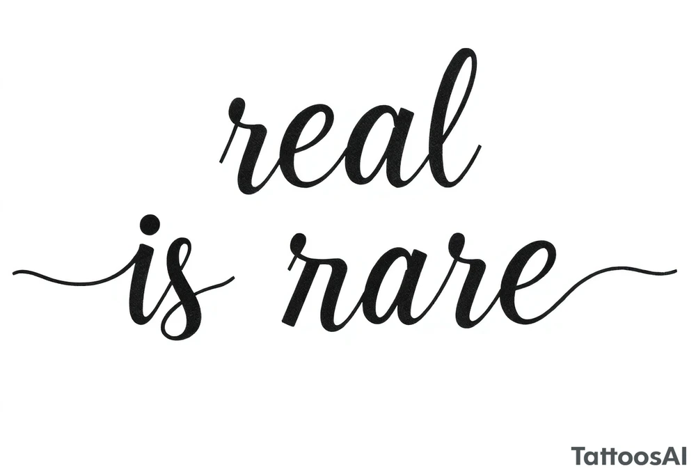 "real is rare" quote in straight line style tattoo idea