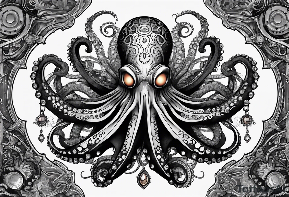 Octopus. Steampunk.  Biomech. Sinster tattoo idea