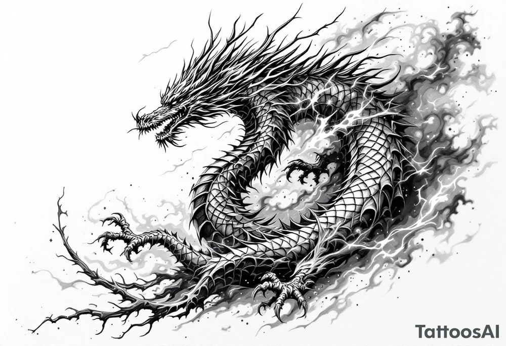 legendary dragon scene with energy aura and power effects tattoo idea