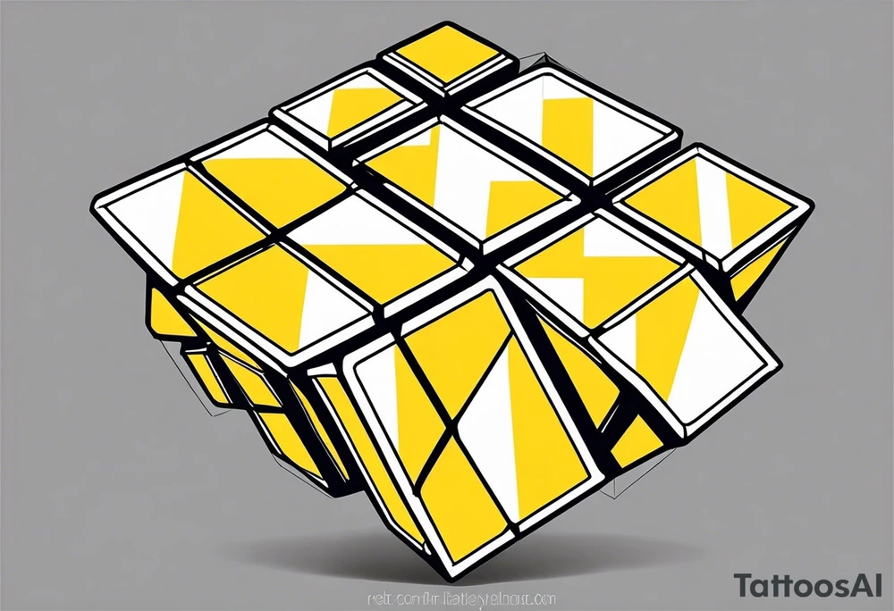 Rubiks with yellow in the shape of C tattoo idea