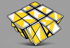 Rubiks with yellow in the shape of C tattoo idea