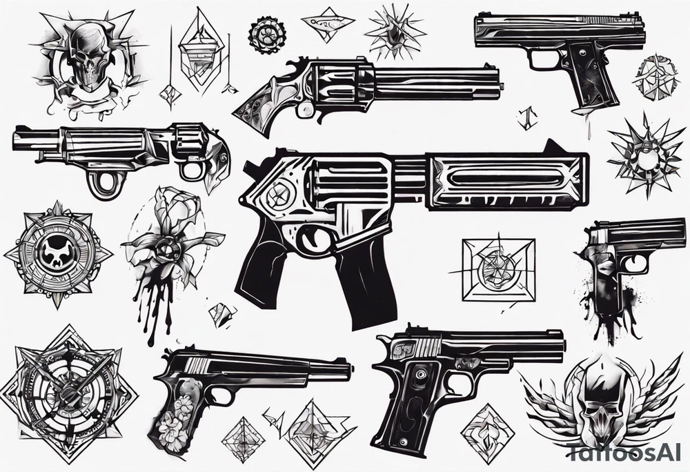 gun with blood tattoo idea