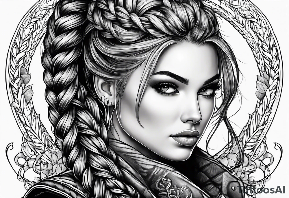 Bikergirl with dutch braids auf den unterarm tattoo idea