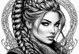 Bikergirl with dutch braids auf den unterarm tattoo idea