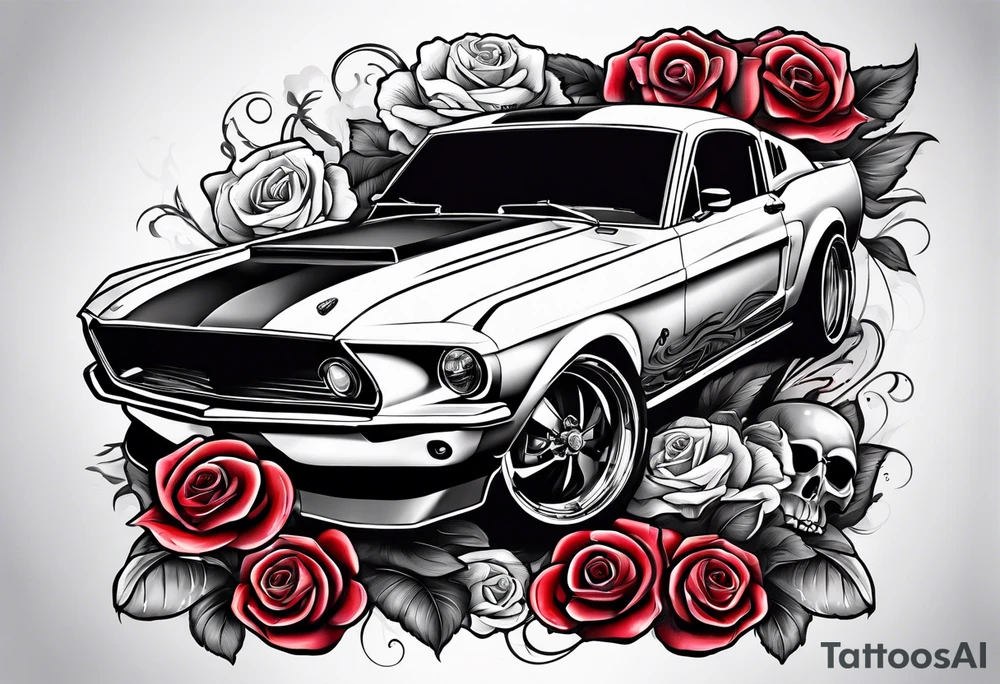 skull and roses
Muscle mustang car tattoo idea