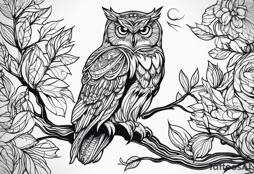 owl outline tattoo idea