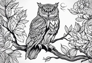 owl outline tattoo idea