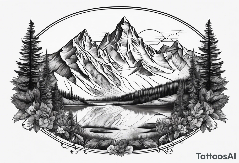 Mountains, animals, concept tattoo idea