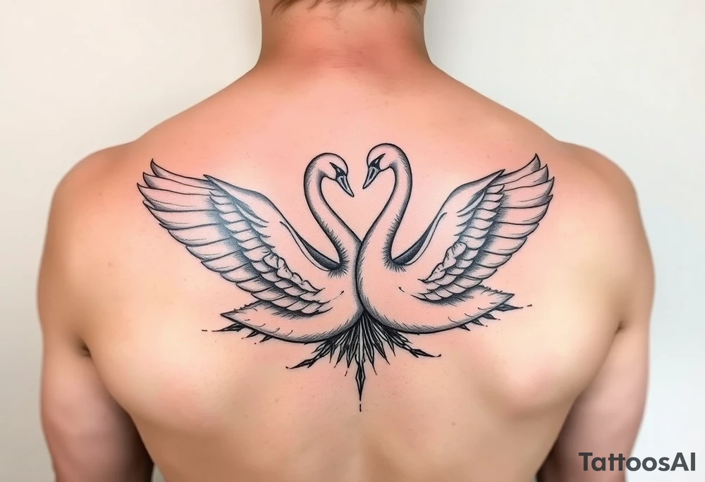 Peaceful swans feminine strength tattoo idea