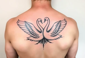 Peaceful swans feminine strength tattoo idea