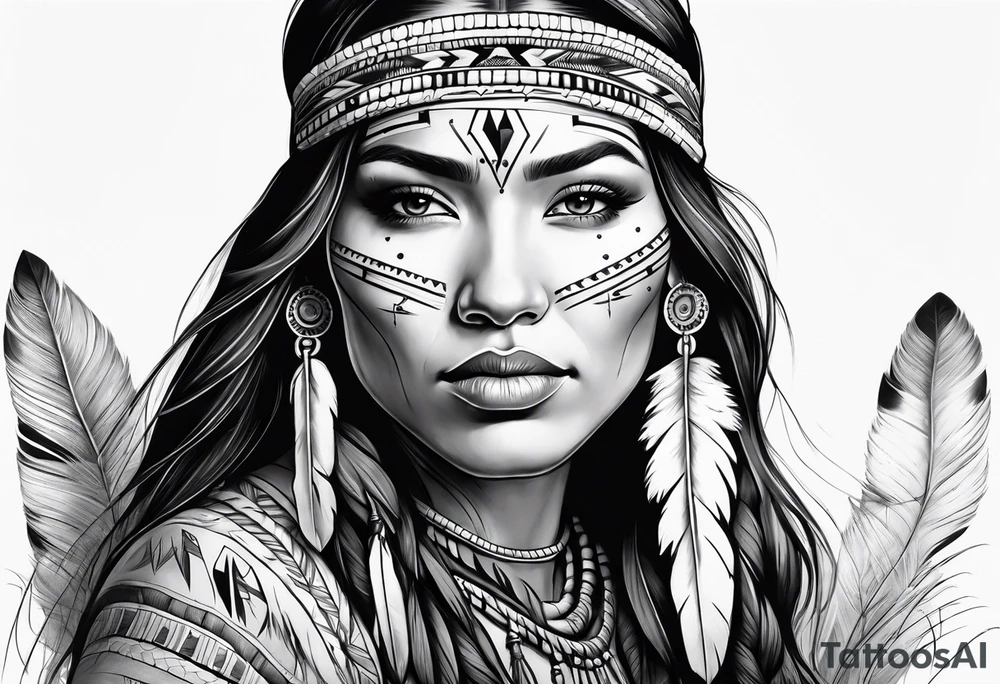 Native American woman, half sleeve tattoo idea