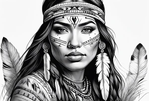 Native American woman, half sleeve tattoo idea