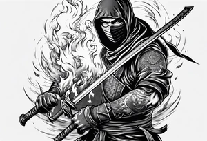 ninja with fire in his hand tattoo idea