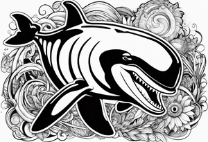 Orca whale mixed with lion tattoo idea