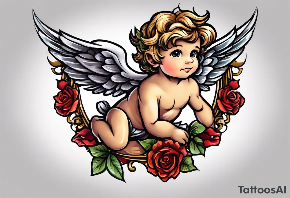 fly boy wings and a bow, cupido tattoo idea
